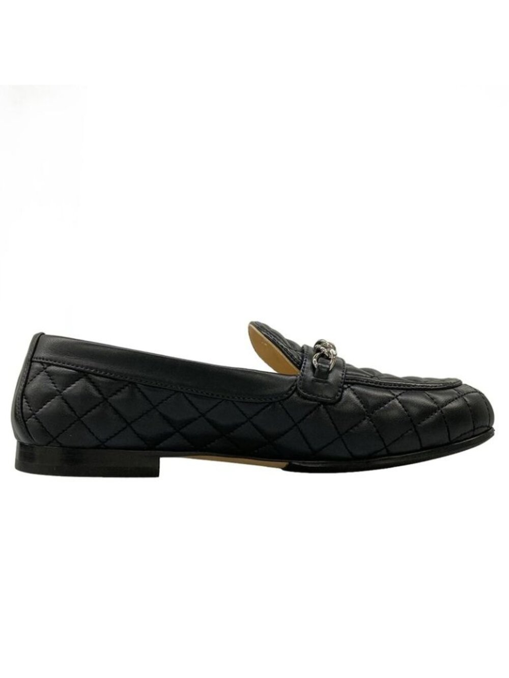 Chanel Loafers 36 C Quilted Black Silver Coco Charm Lambskin - Picture 2 of 12